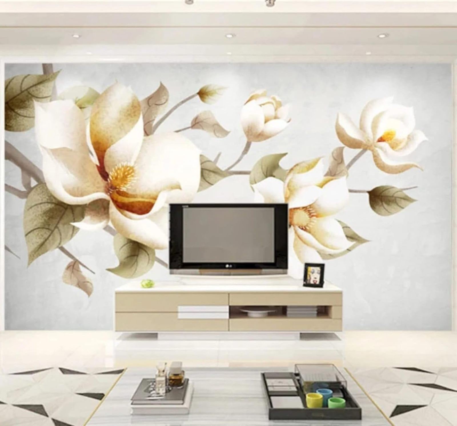 XLMING Minimalist Hand Drawn Beautiful Pastoral Floral 3D Wallpaper Luxury Silk Study Dining Feature Sofa Grey Bedroom Living Room Tv Decorative Wall-400cm×280cm