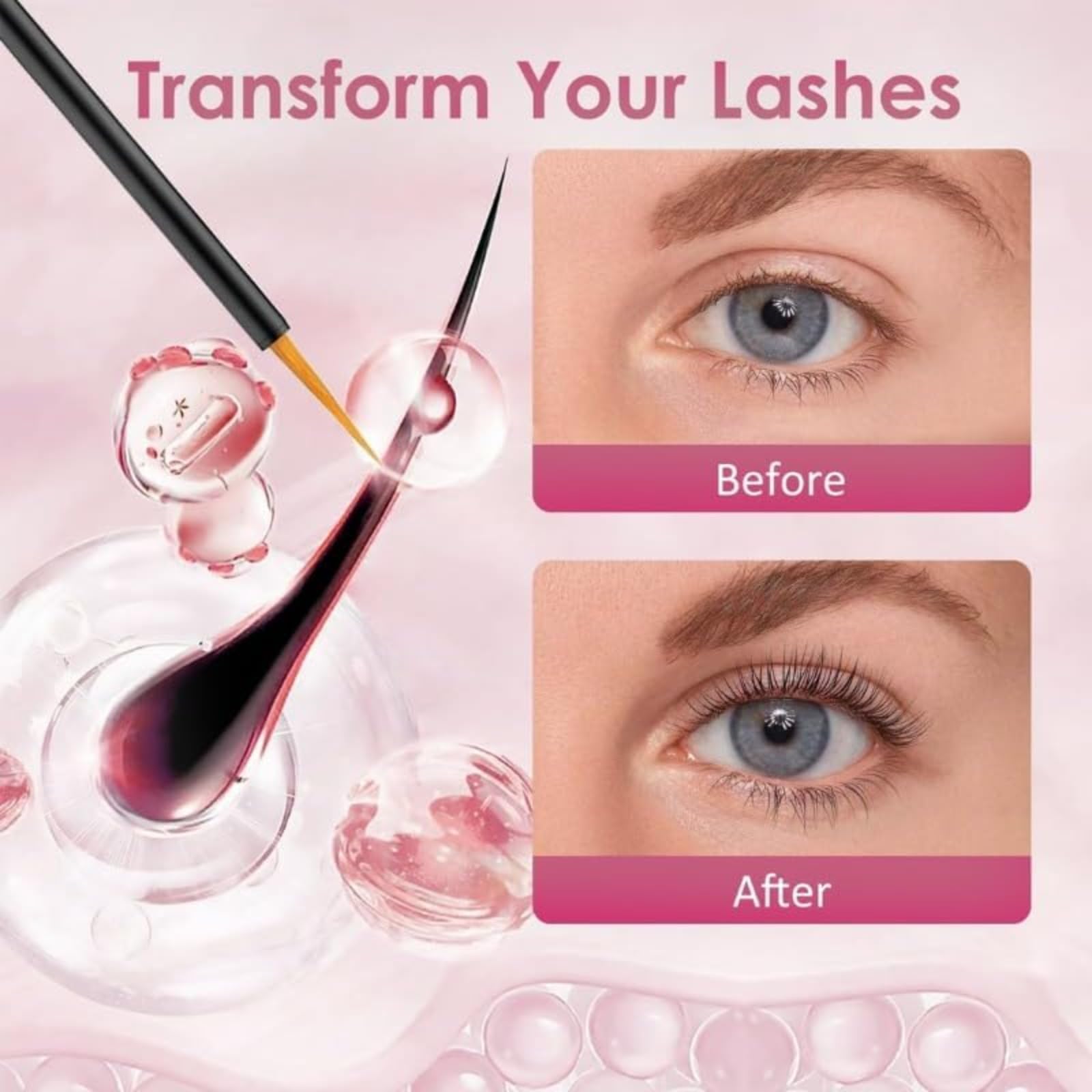 Glowsty Lashes Siero Ciglia London Rosa 2.0 per Ciglia più Lunghe Spesse e Piene