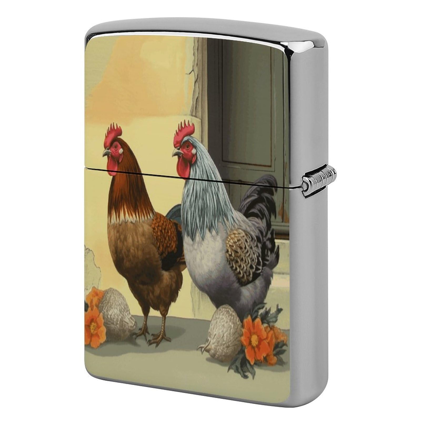 Fodpand Style Italian Chickens Metal Lighter Case Cover Lighter Sleeve