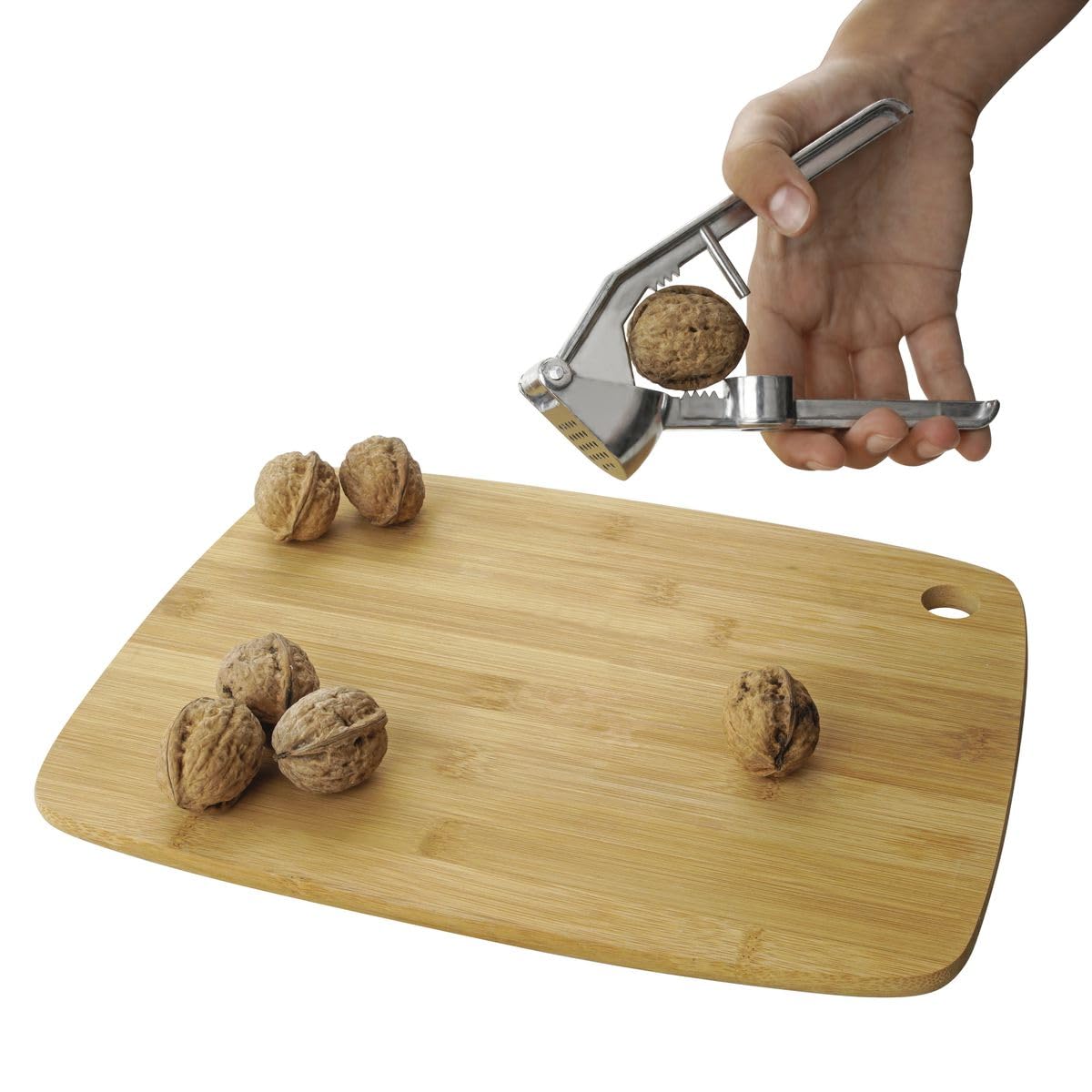 Fackelmann Prensa ajos Profesional Manual para machacar o prensar Jengibre y Patata-Cascanueces-Deshuesador de Aceitunas o Cerezas, Aluminio, 15,5x5x3cm
