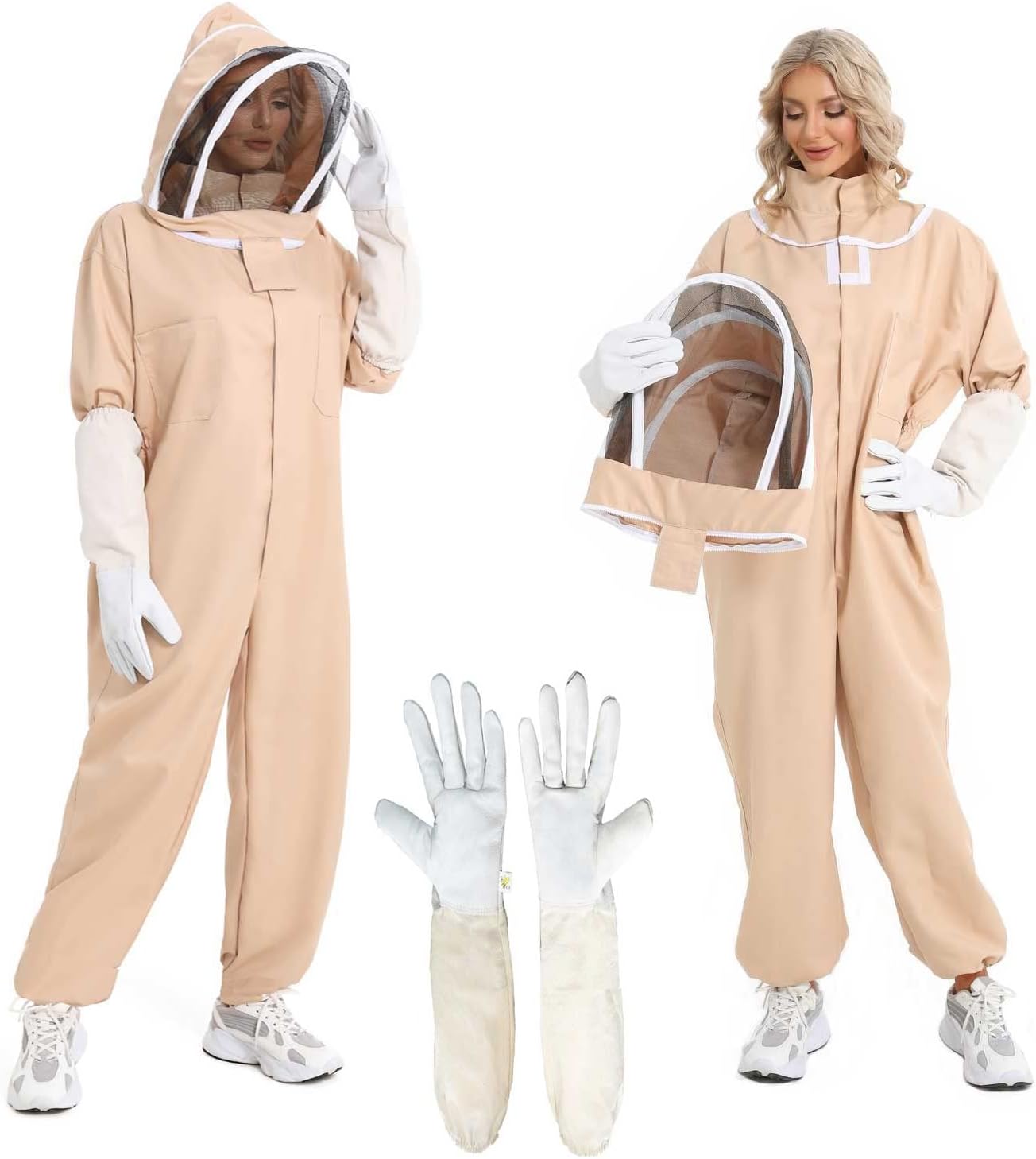 Bee suits for women sting proof with Sheepskin Gloves & beekeeper suit&Protection Professional Beekeeper Suit Outfit Total Apply to Men Professional and Beginner
