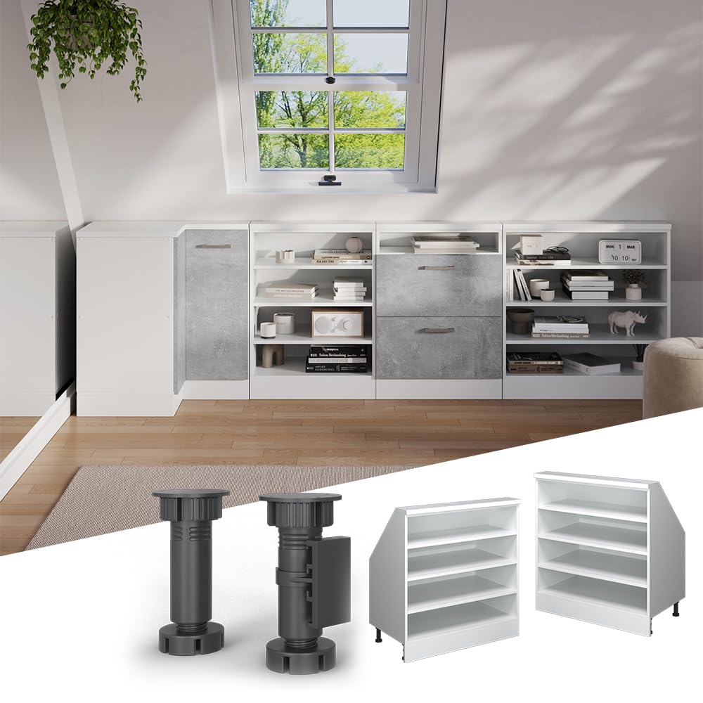 Vicco Dachschrägenschrank Rion, Weiß/Weiß, B80 x T46 cm mit 4 Fächern, platzsparend für Dachschrägen