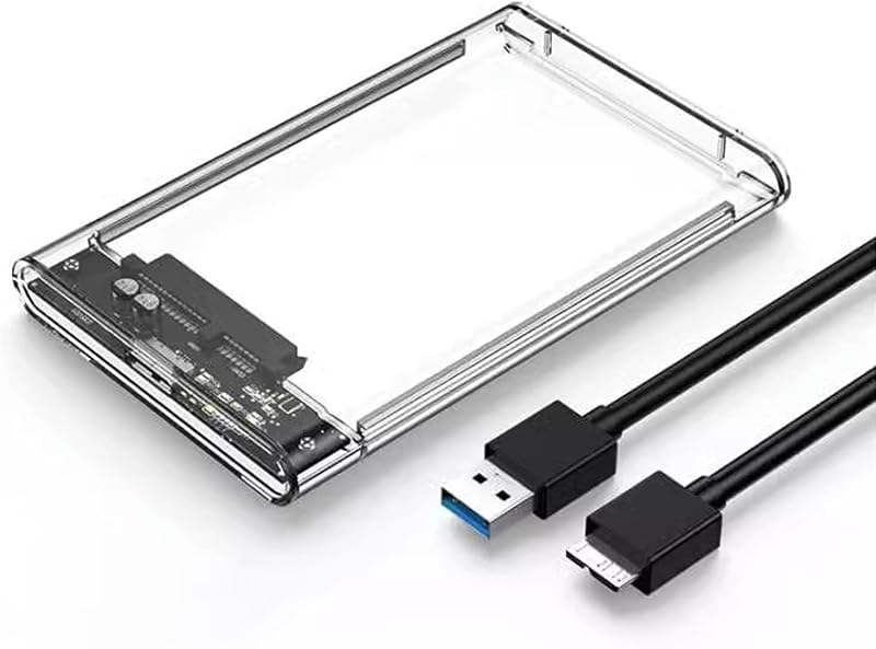USB 3.0 External Hard Drive Enclosure, 2.5 Inch SATA III Case, Clear Tool-Free Design for SSD HDD, Compatible with WD Toshiba Samsung PS4 Xbox, UASP Support