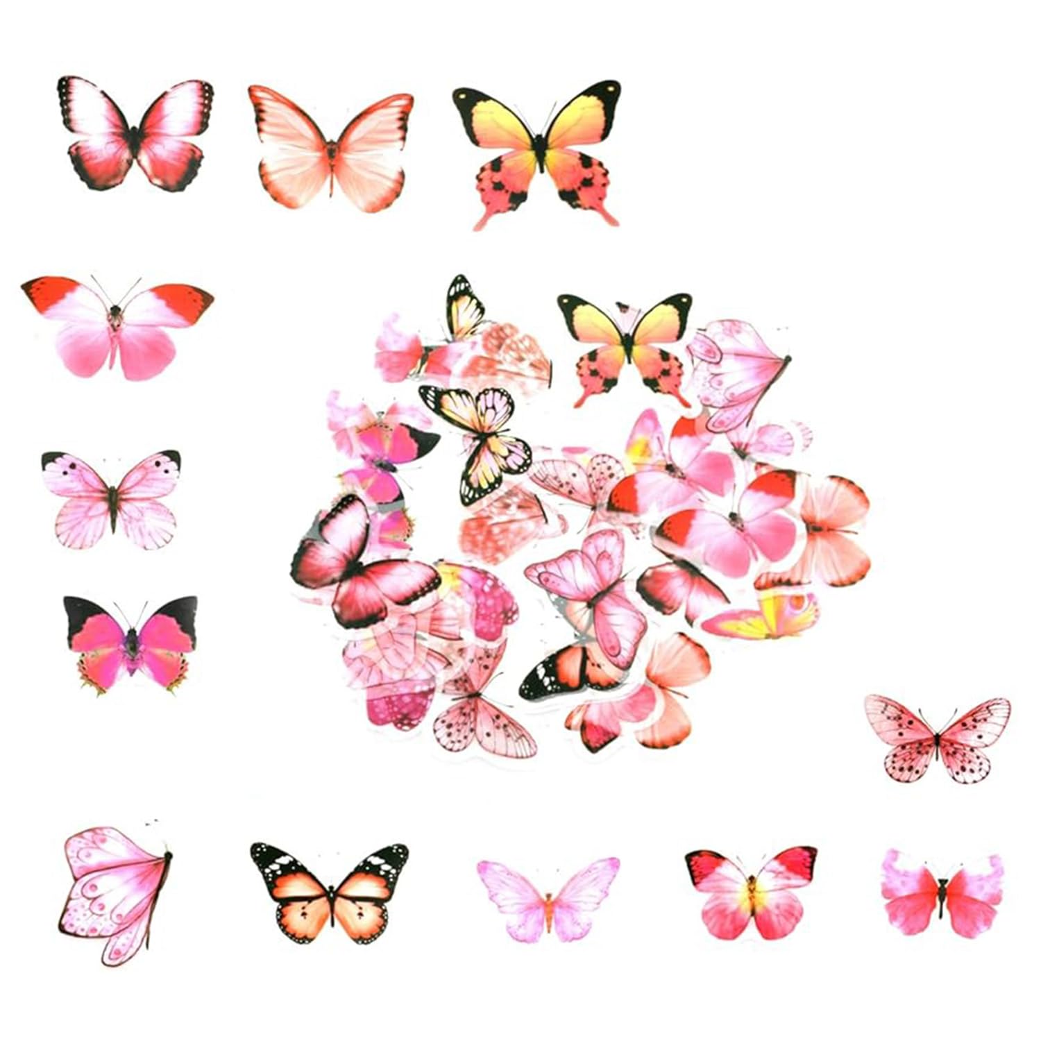Gaomumu Daifen 40Pcs Butterfly Stickers, Self-Adhesive Waterproof Decorative Stickers, Office Decoration Supplies, For Laptop, Phone, Wall, Diy Crafts & Scrapbooking(Pink)
