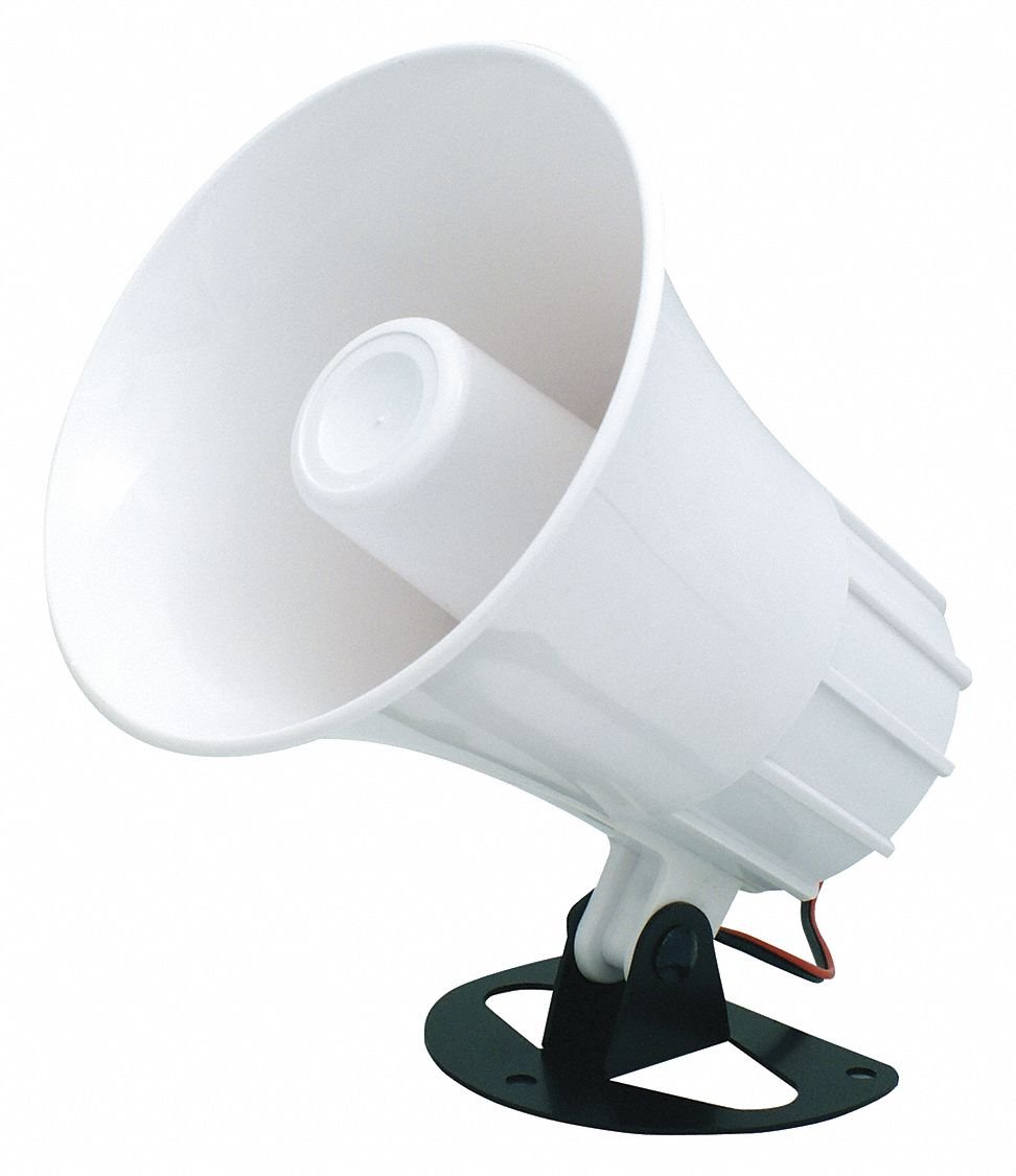 Weatherproof Alarm Siren, 5-1/4"H, White