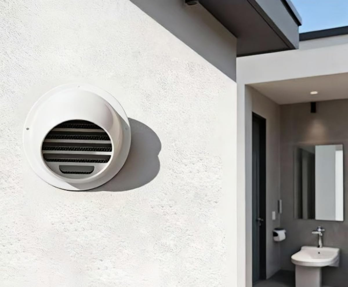 3 Inch Wall Vent Cover Stainless Steel Round Exhaust Grille Ventilation Outlet Wall Air Vent Dryer Hood External Extractor White Paint