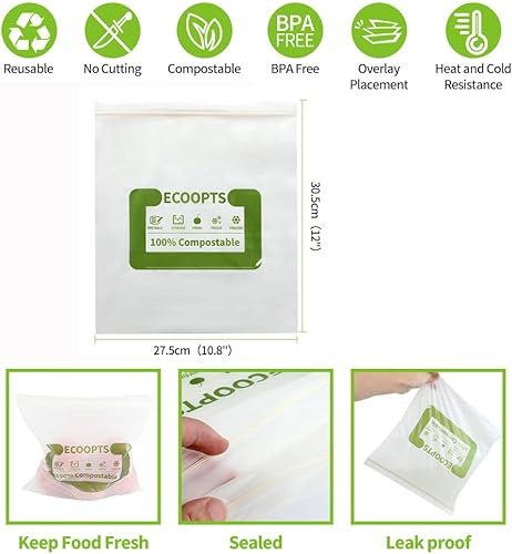 Miniatura 3 de Bolsa grande con cremallera para sándwich 100% compostable Bolsas de almacenamiento de alimentos ecológicas Bolsa para congelador A base de