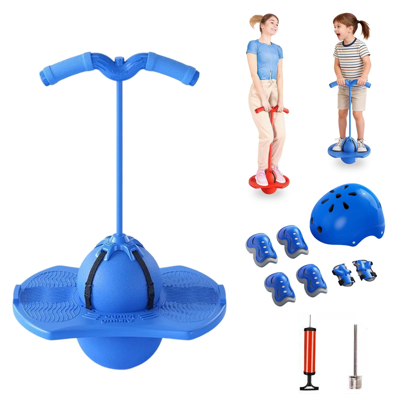 Pelota Saltarina para Niños, Balón de Equilibrio con Asa y Bomba, Juguete de Salto Interior Exterior, Ejercicio y Coordinación para Pequeños y Adultos, Regalo Cumpleaños para Niños y Niñas (A5)