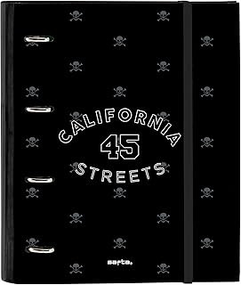 Safta CALIFORNIA - Carpeta 4 Anillas de 35 cm con 100 Hojas A4, Ideal para Niños de Diferentes Edades, Cómoda y Versátil, Calidad y Resistencia, 27x3.5x32 cm, Color Negro