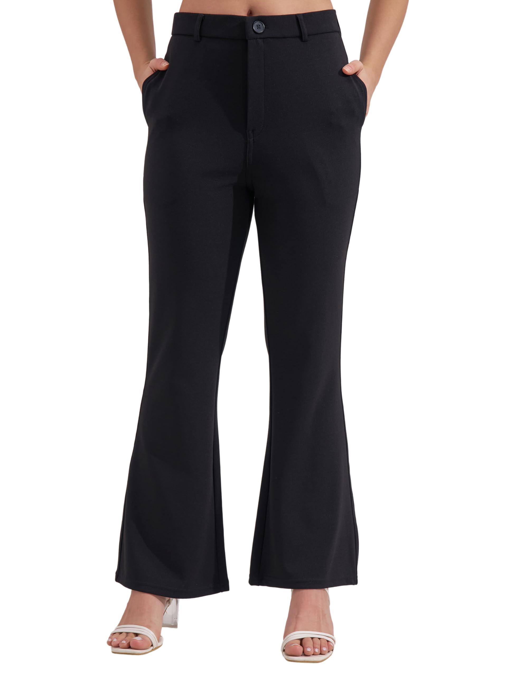 Tokyo Talkies Women's Slim Fit Bootcut Trousers in neutral