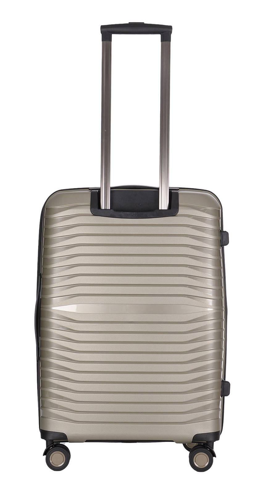 Stratic Bright+ Hartschalen-Koffer Trolley Koffer mittelgroß Reisekoffer, wasserabweisend, 4 Rollen, erweiterbar, TSA-Schloss (Größe M, Champagne)