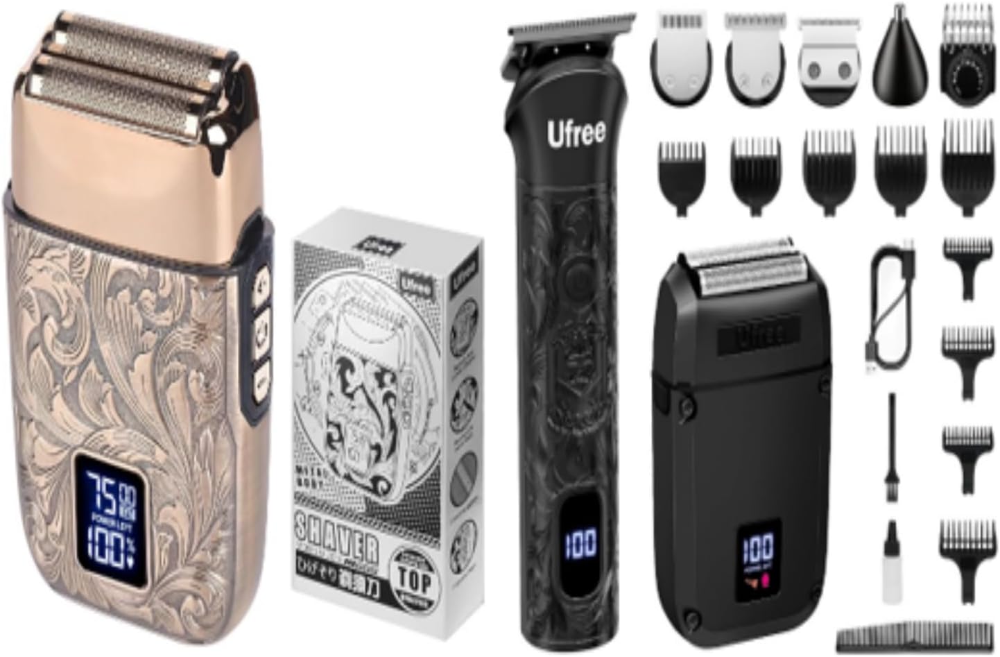 Ufree Beard Trimmer for Men, Foil Shaver Electric Razor, Shavers for Body Face Nose Ear, Cordless Hair Trimmer, Professional Hair Clippers, Mustache Grooming Kit Birthday Gifts for Men