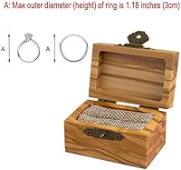 Vista 7 de Caja de anillo de compromiso de madera rústica Caja de anillo de madera maciza de olivo para almacenamiento de anillos de boda de propuesta