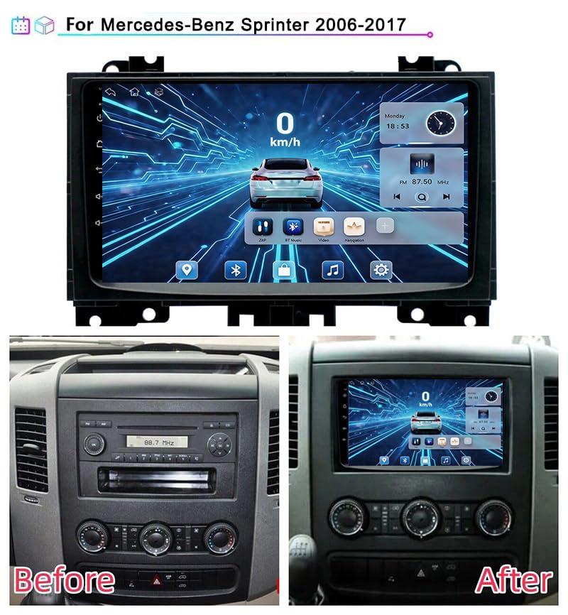 Autoradio Android pour Sprinter 2006-2017 avec Mirrorlink et écran tactile 9''