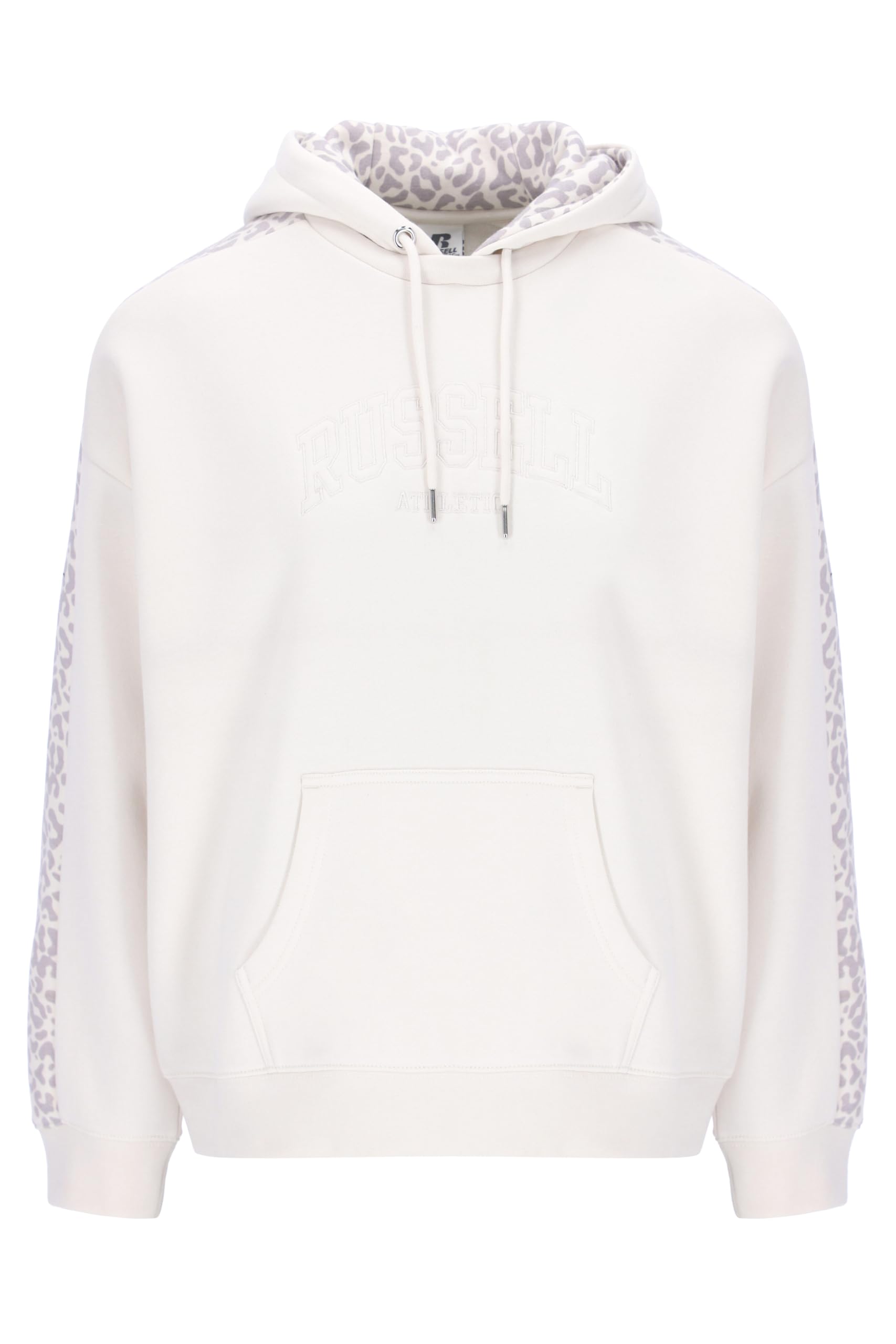 Russell Athletic A31302-W2-526 JENNA-PULL OVER HOODY - LEOPARD HOOD LINING Sweatshirt Women's BLACK Size L