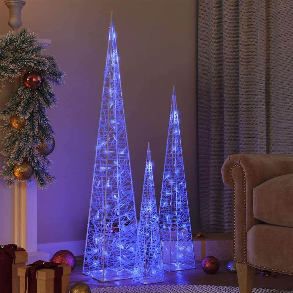led batteria,luci a batteria,luci led batteria,luci led camera da letto,Set Coni di Luce LED Acrilico Decorativo Blu 60/90/120 cmIdeal für Weihnachtsfeiern, Wandambiente