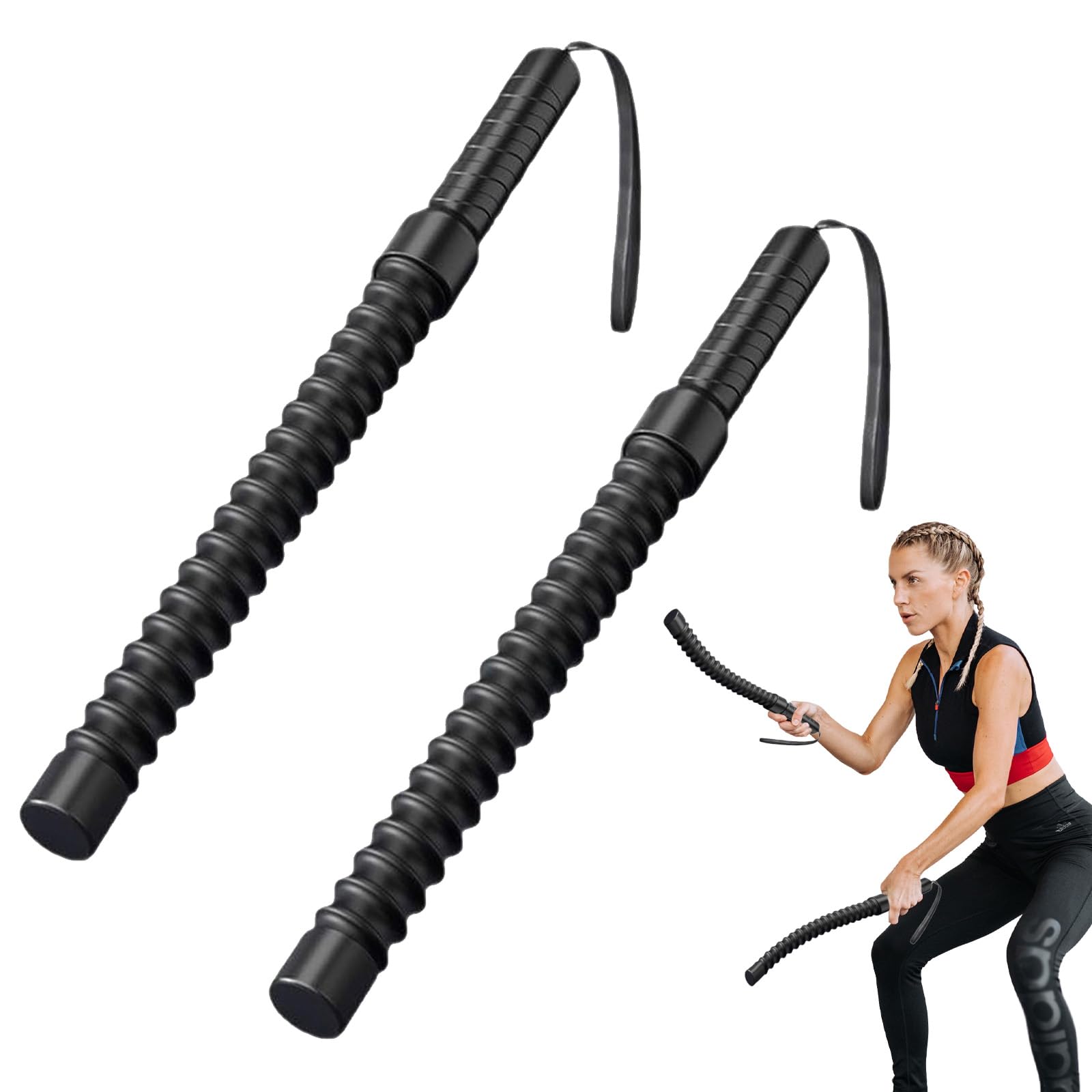 51cm Battle Ropes, Ropeless Battles Ropes, Weighted Battles Rope, Men Women Workout Equipment, Portable Exercise Rope, Battle Ropes for Home Workout, Full Body Training, Gym, Office (black-A)