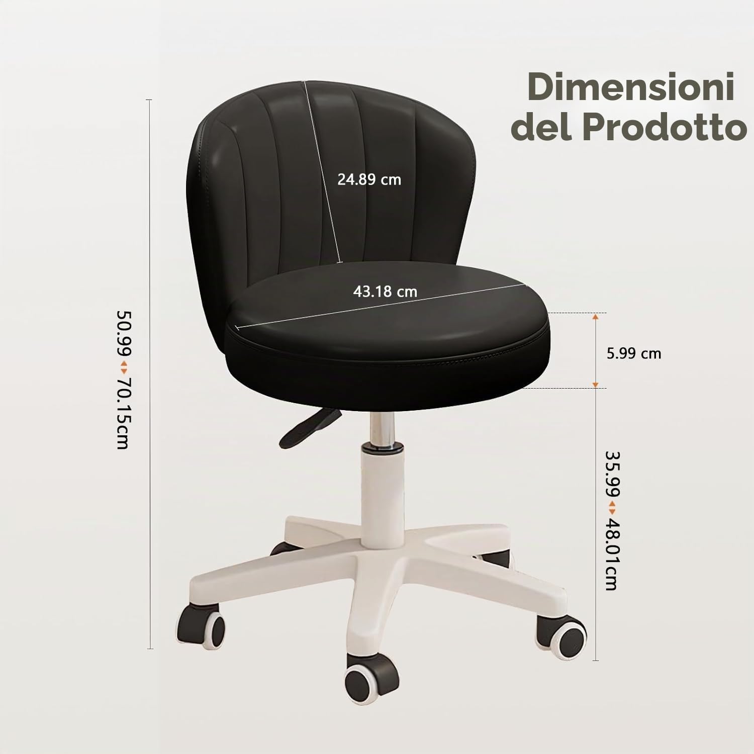 Silla de escritorio, bonita silla de tocador giratoria sin brazos de cuero PU, cómodas sillas de oficina para computadora con altura ajustable para el dormitorio