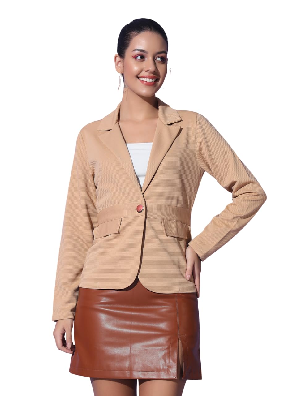 UNICUS Apparel Women's Single Breasted Relaxed Fit Shawl Collar Full Sleeve Blazer-picture-45