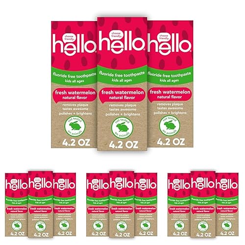 Miniatura 10 de Hello Oral Care Kids Pasta de dientes sin flúor Sandía Natural 4.2 oz (Paquete de 3)