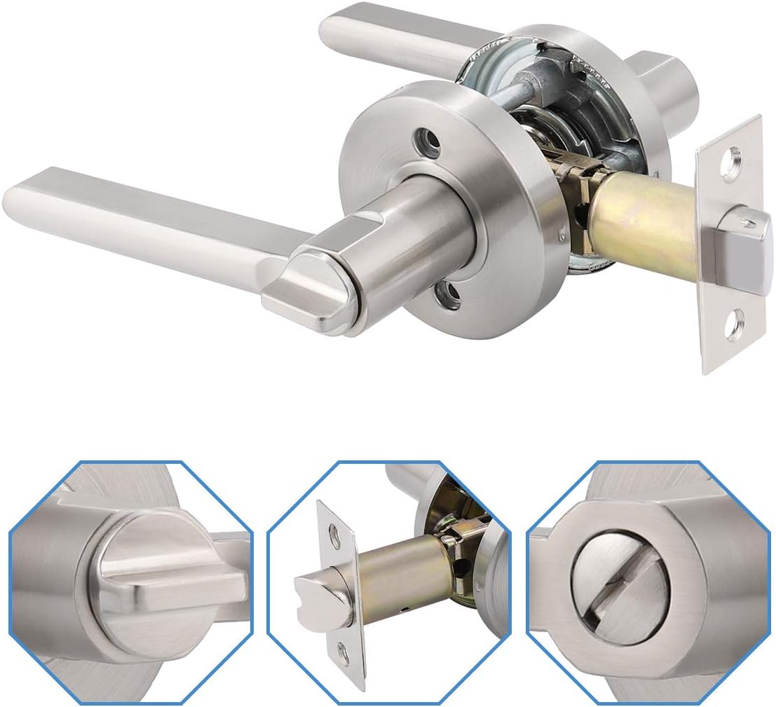 Top Brands 10 Pack Interior Door Handles Privacy Door Knobs, Door Knob for Bed and Bath Privacy Function, Interior Door Use Door Levers in Satin Nickel Authentic Crazy Deals 10 Pack Interior Door Handles Privacy Door Knobs, Door Knob for Bed and Bath Privacy Function, Interior Door Use Door Levers in Satin Nickel