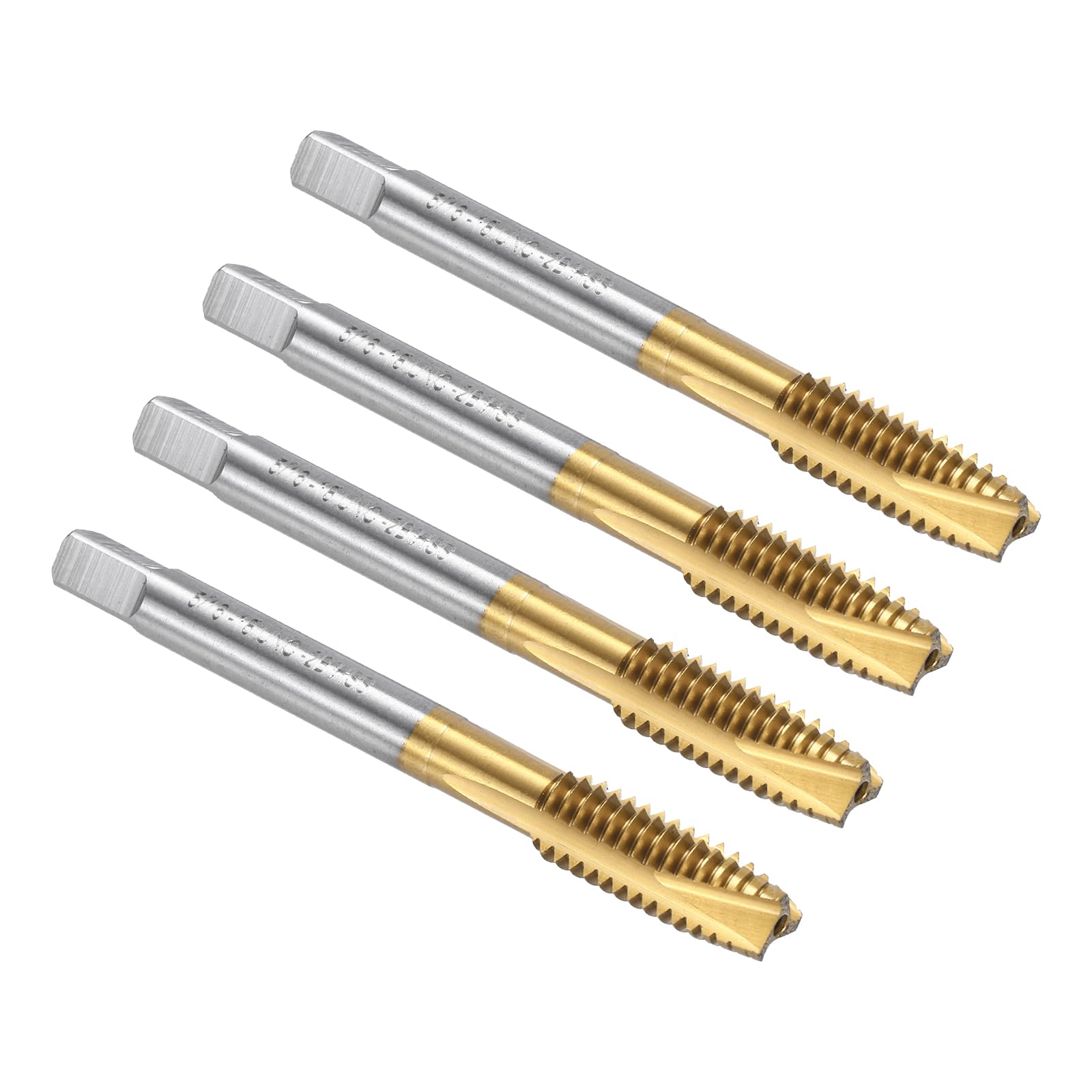 uxcell Spiral Point Plug Threading Tap 5/16-18 UNC Thread, Ground Threads H2, High Speed Steel 6542, Titanium Coated, Screw Taps Tapping Bit for Thread Repair, 4pcs