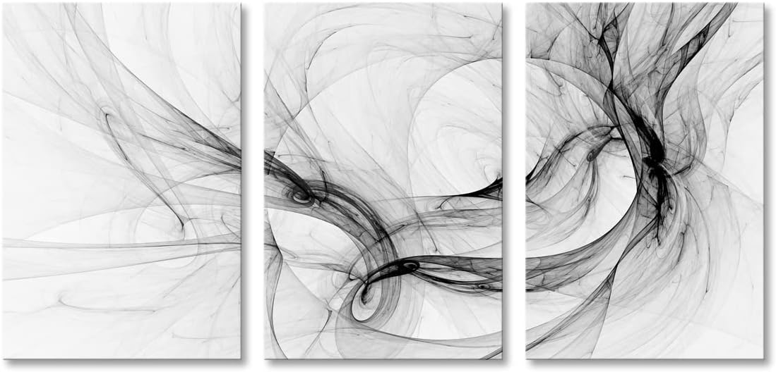 Black and White Abstract Print Artwork 3 Pieces Modern Canvas Painting Wall Art Decor for Living Room Bedroom Bathroom