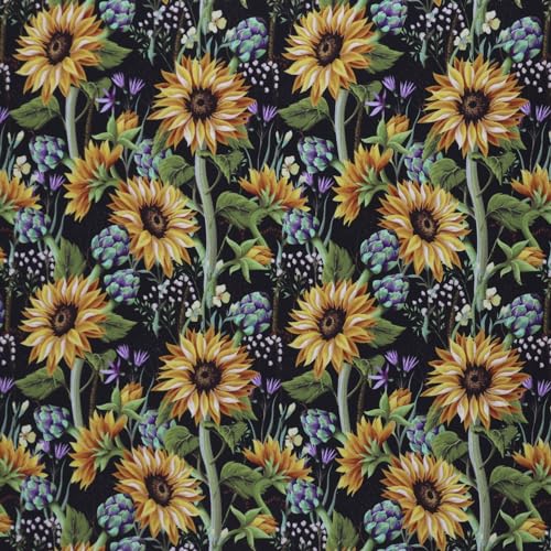 Mook Fabrics Cotton Sunflower DSN 02, Yellow Cut by The yard
