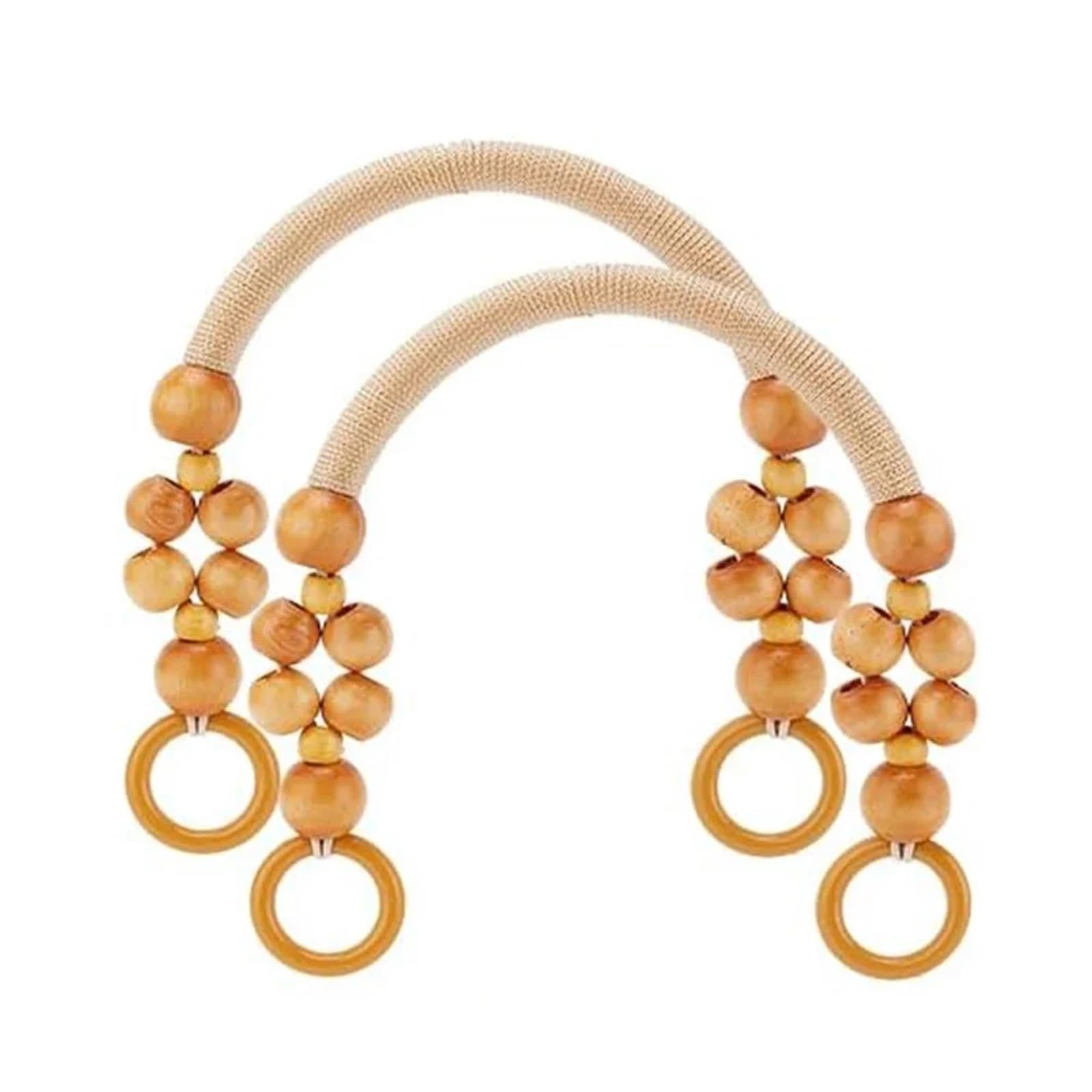 MRKU Asa de Madera para Bolso, Accesorios para Bolsos, Manualidades, Bricolaje, 2 Piezas, Correa de Repuesto rústica en Forma de U con Cuentas para Ganchillo para proyectos