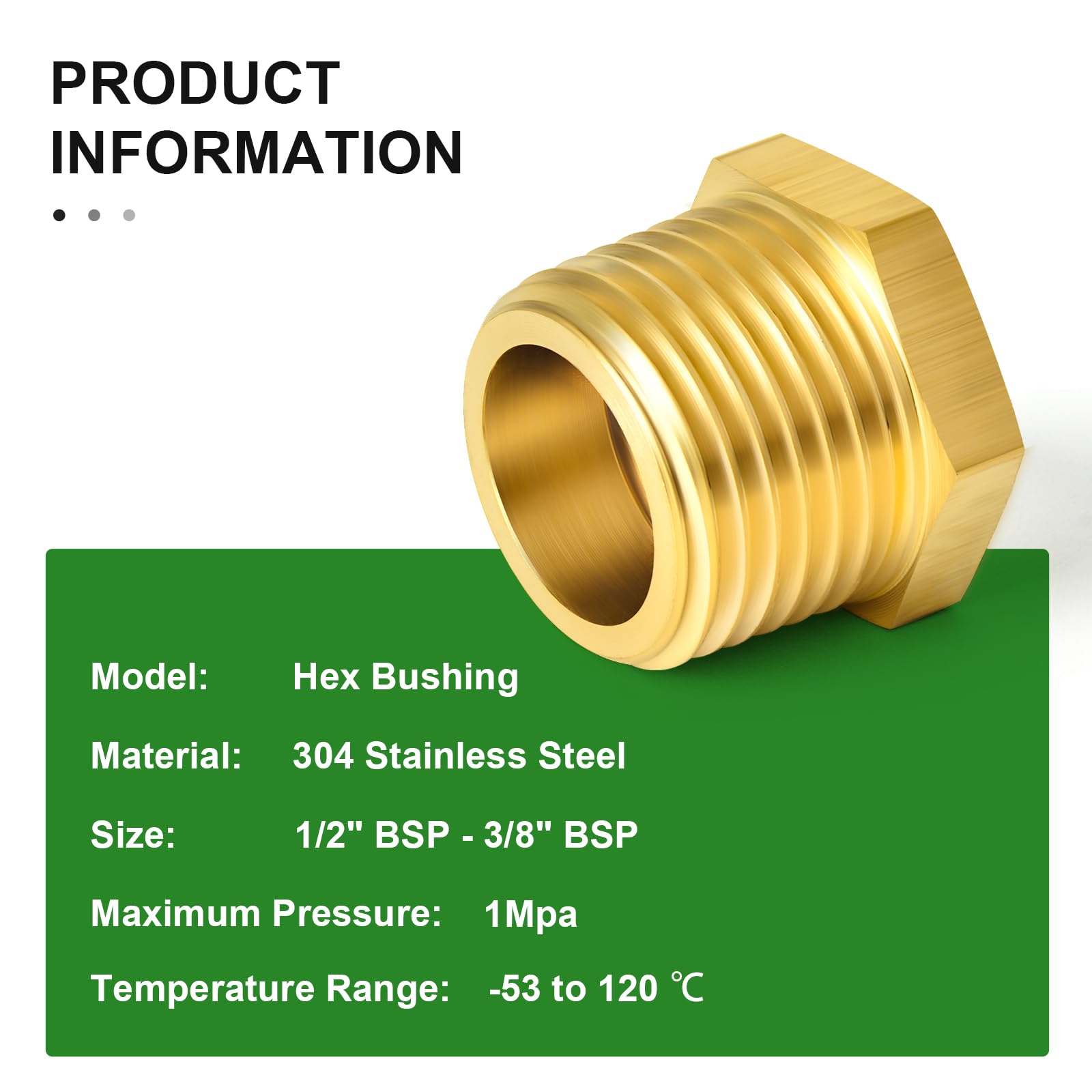 TAISHER 10 pièces - Raccord fileté à douille hexagonale réductrice en laiton, adaptateur 1/2"BSP mâle x 3/8"BSP femelle, pour gaz de pétrole liquéfié