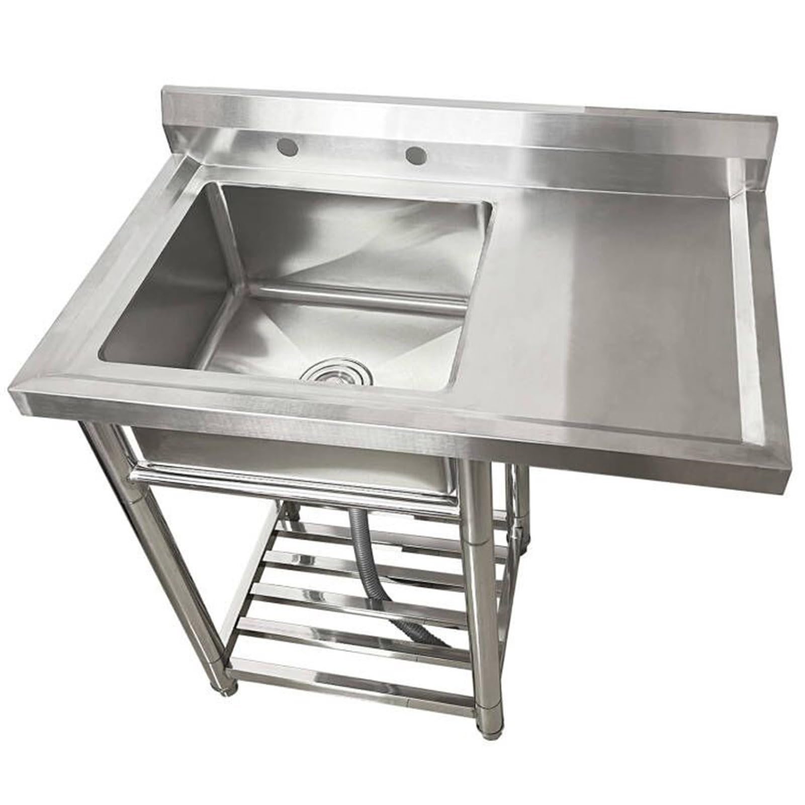 TAXXII Commercial Stainless Steel Sink 1 Compartment Free Standing Utility with Large Work Station and Shelf, for Garage, Restaurant, Kitchen, Laundry Room, Outdoor(35.4x21.3x36inch)