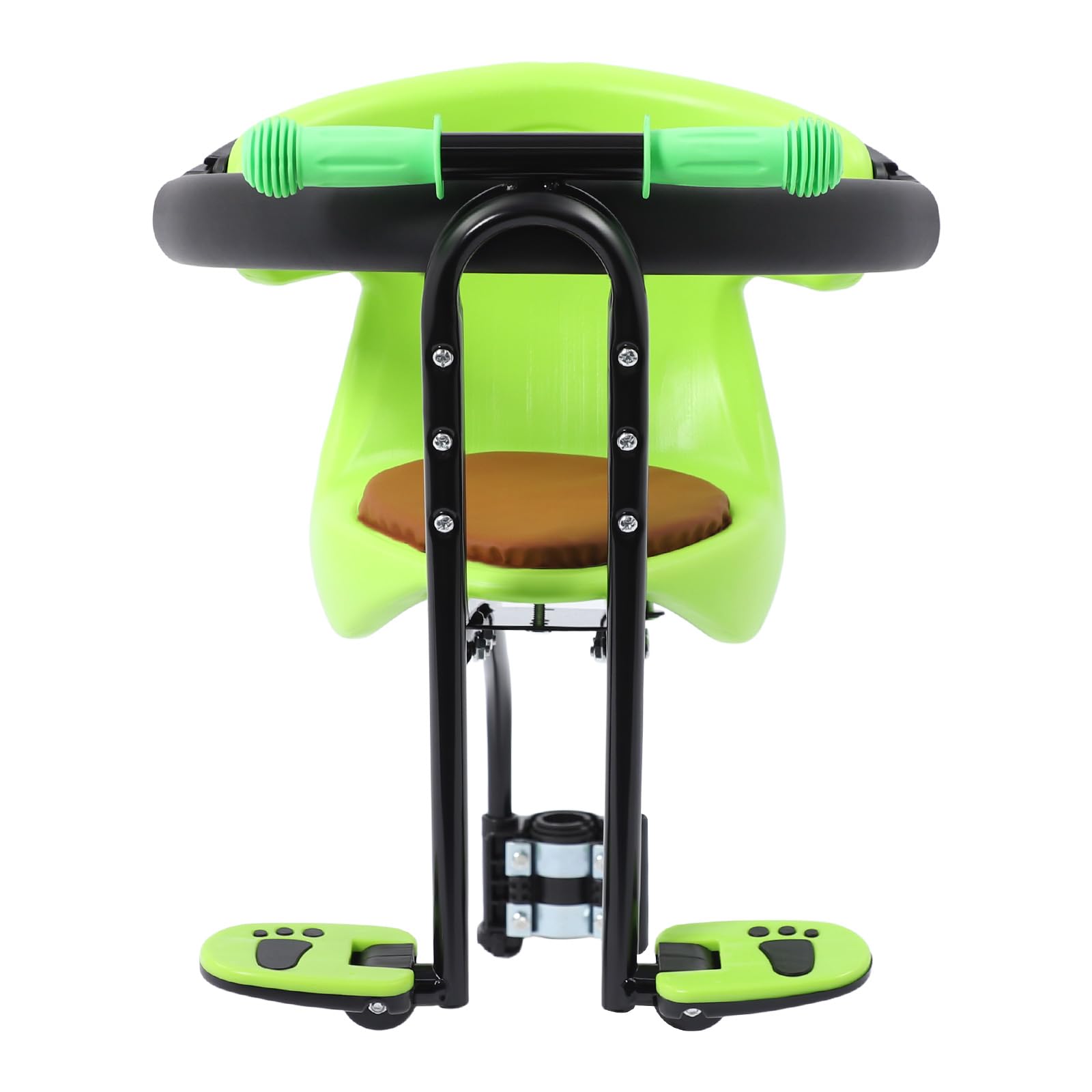 HHEMSTD Child Bike Seat Front Mount, Green Bicycle Baby Safety Seat with Guardrail and Adjustable Pedals, 20KG Load Capacity Suitable for 1-4 Years Old Toddlers Mountain Bike