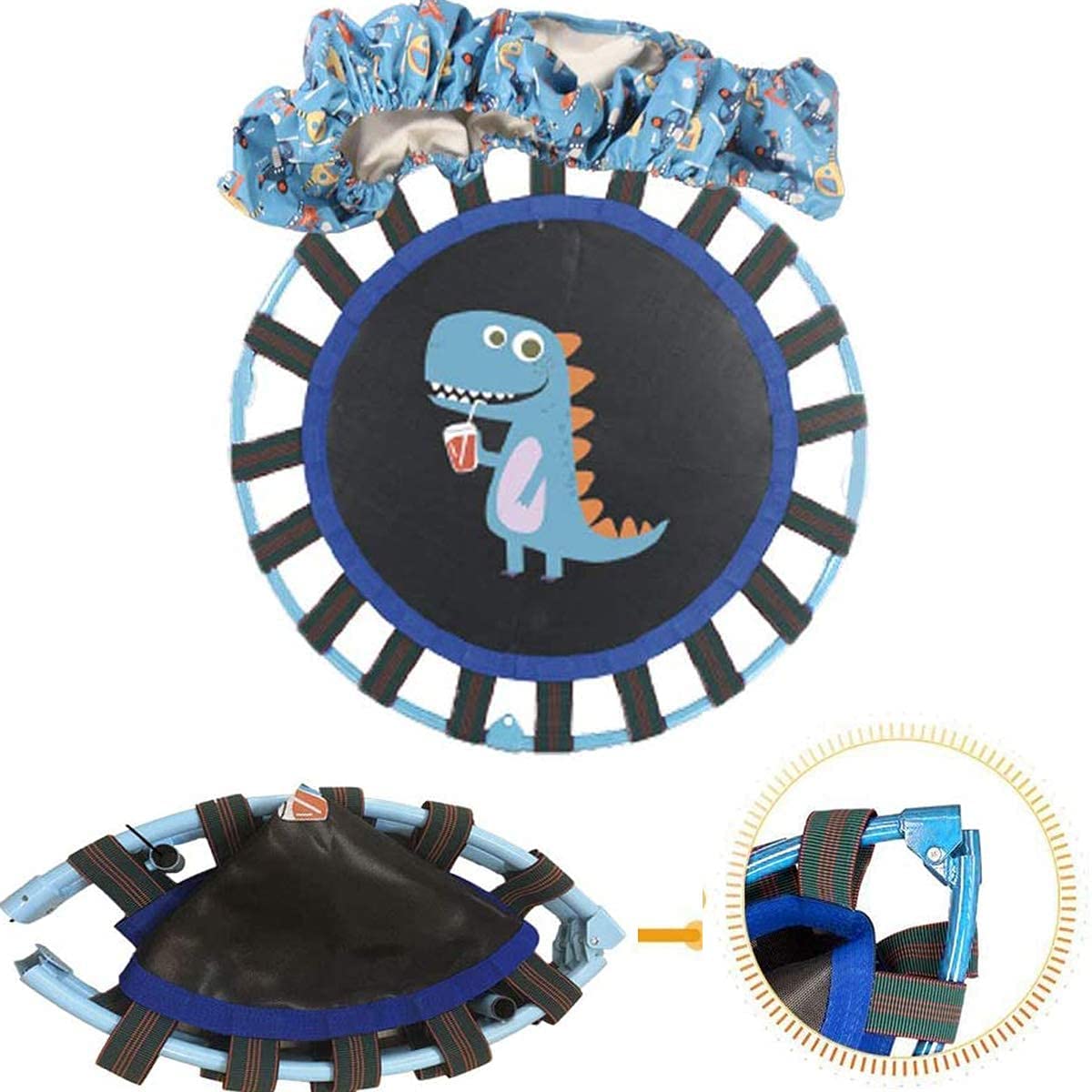 38'' Kids Trampoline Mini Foldable Fitness Noise-Free Trampoline with Adjustable Handrail and Safety Padded Cover Exercise Foldable Bungee Rebounder Indoor Outdoor Garden Use