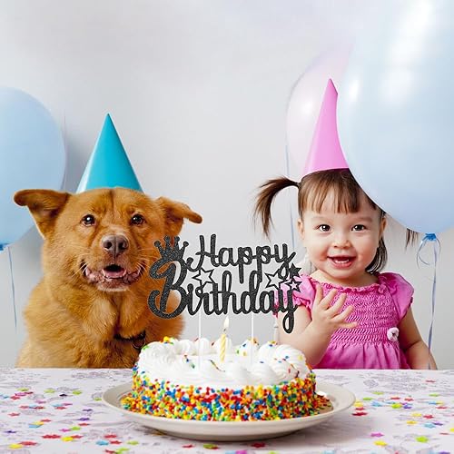 Miniatura 4 de Decoración para tartas de feliz cumpleaños, carteles de feliz cumpleaños, decoraciones de cumpleaños negras, decoración de pastel de feliz