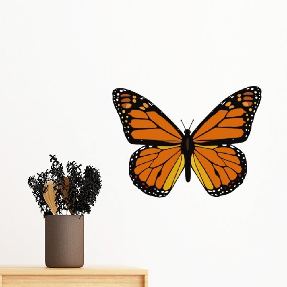 Autocollant mural papillon orange amovible DIYthinker sticker 50cm