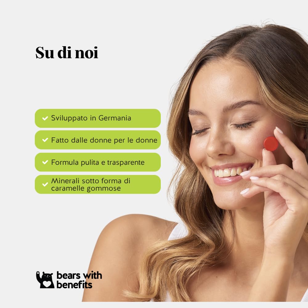 Zinco 25mg Gummies - Contribuisce a capelli, unghie e pelle normali, supporto immunitario e funzione cognitiva - 60 Pezzi (2 mesi) – Senza Zucchero, Vegane – Bears with Benefits