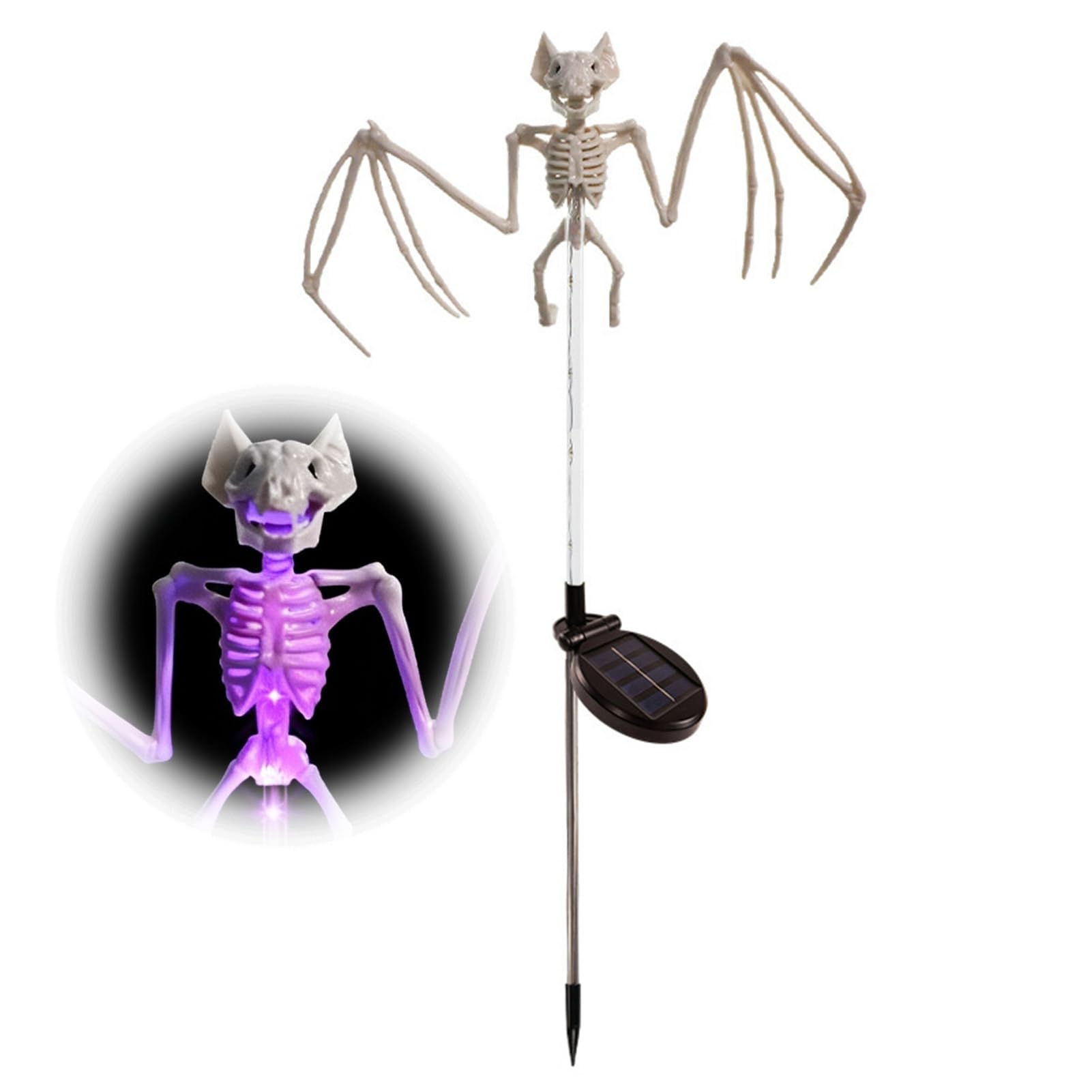 Tuxoiou Solar Skeleton Bat Lights, Realistic Halloween Pathway Stakes, Waterproof Glow Decor for Garden & Lawn [object Object]
