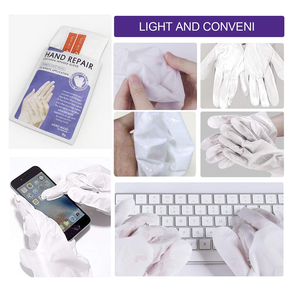 Maschera Mani 5 Paia, Guanti Idratanti Lavanda Con Collagene, Siero e Vitamine, per Mani Secche e Screpolate, Sbiancanti e Antietà, Riparazione Della Pelle Ruvida