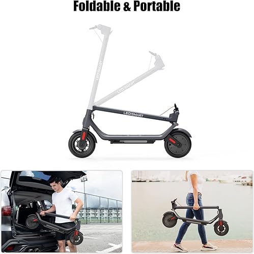 Miniatura 4 de LEQISMART Electric Scooter-10 Pneumatic Tires,18.6Miles Long Range,15.5 MPH Max Speed,350W Motor, 220lbs Weight Capacity, Dual Brakes, Foldable