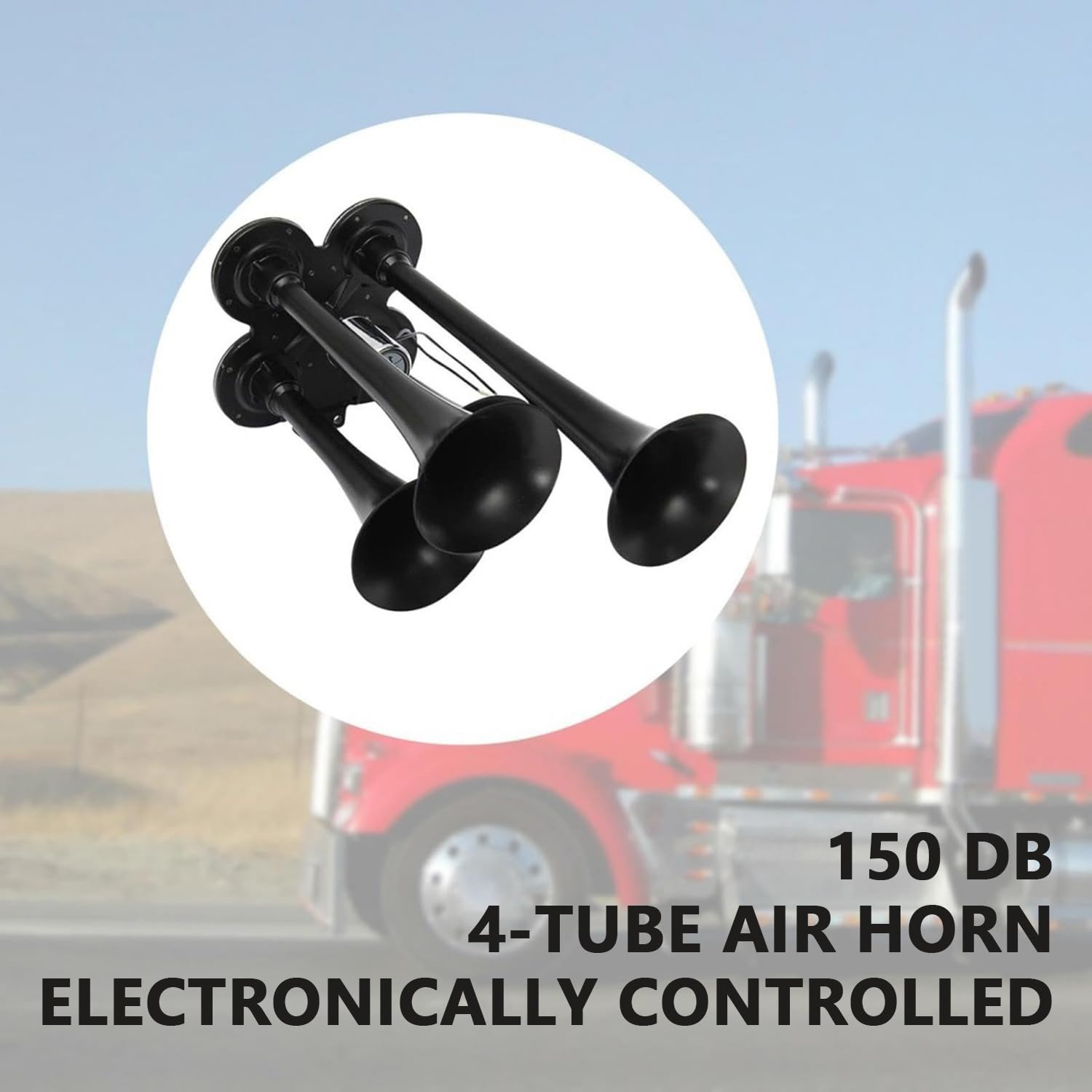 Clacson Lwk 12 v,Trombe Camion,Aria Corno Elettrico Ad Aria Compressa 150db Clacson Con 4 Trombe Impermeabile,Per Qualsiasi 12 v 24 v Veicolo Camion Nave Nave Da Carico Della Nave