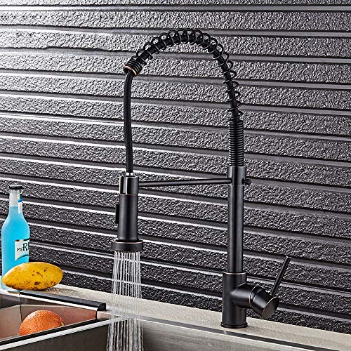 Robinets d'évier de cuisine mitigeur pivotant avec douchette extractible - 5