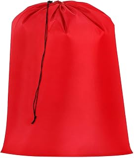 sourcing map Bolsa de lavandería con cierre de cordón, bolsa de ropa sucia de 27 x 22 pulgadas con asa, cesta lavable para viajes, camping y al aire libre, color rojo