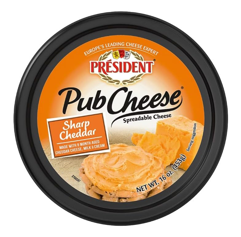Pub Cheese by President Sharp Cheddar Spreadable Cheese and Dip, 16 oz.