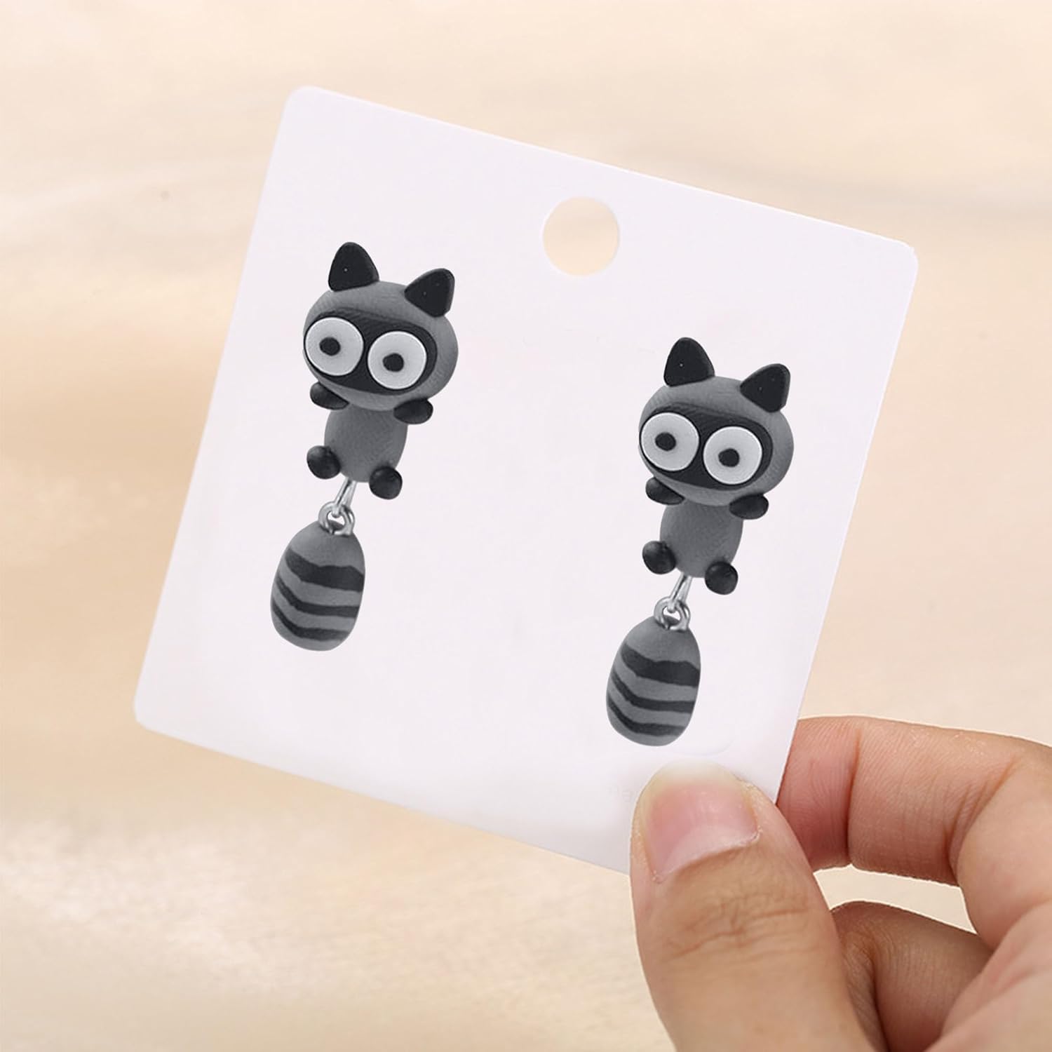 Handmade Polymer Clay 3D Fox Raccoon Stud Earrings for Women Cute Funny Animal Earrings Party Jewelry - Image 7