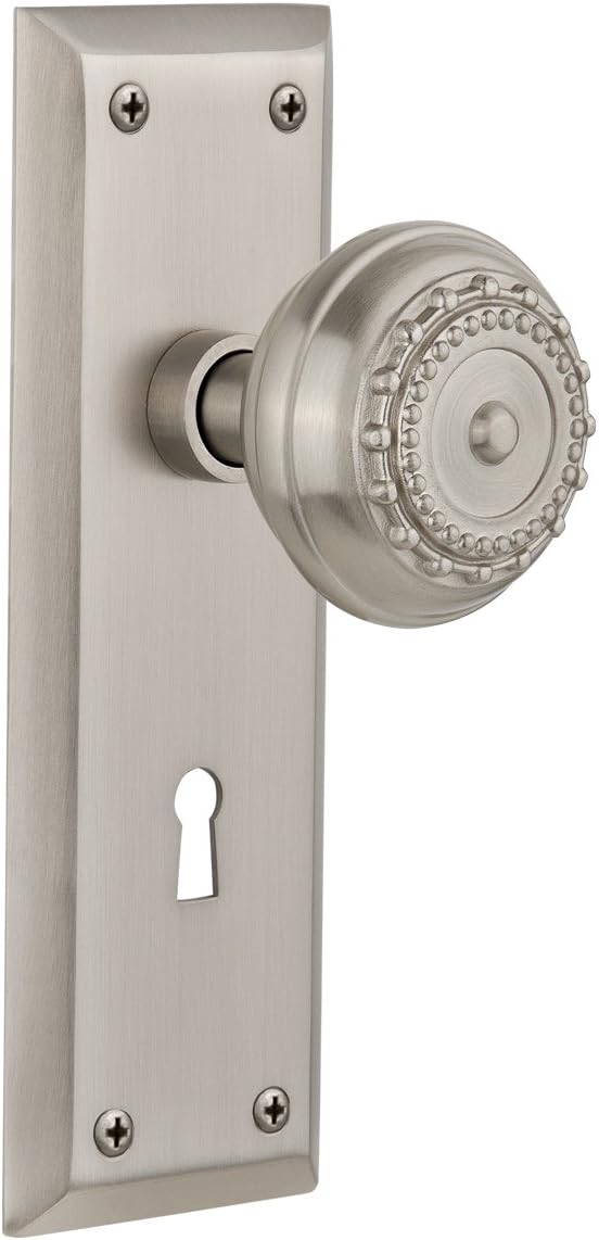 Nostalgic Warehouse New York Plate with Keyhole Single Dummy Meadows Door Knob in Timeless Bronze