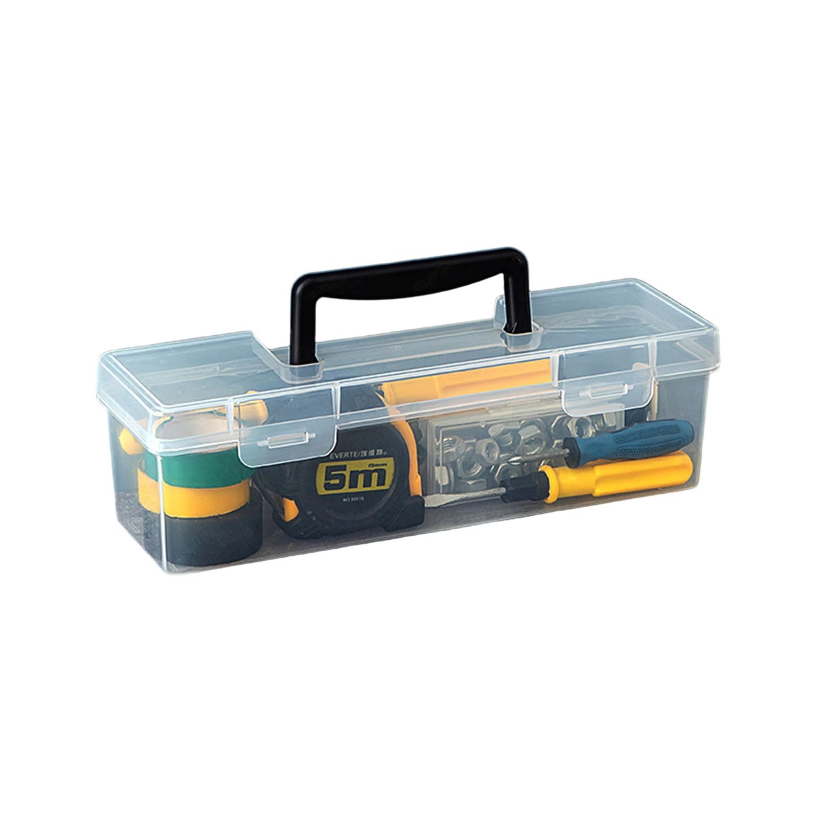 LUCKGONI Transparency Tool Organiser Box With Sturdy Handle For Hardware Storage Multipurpose Handheld Toolbox with Lid