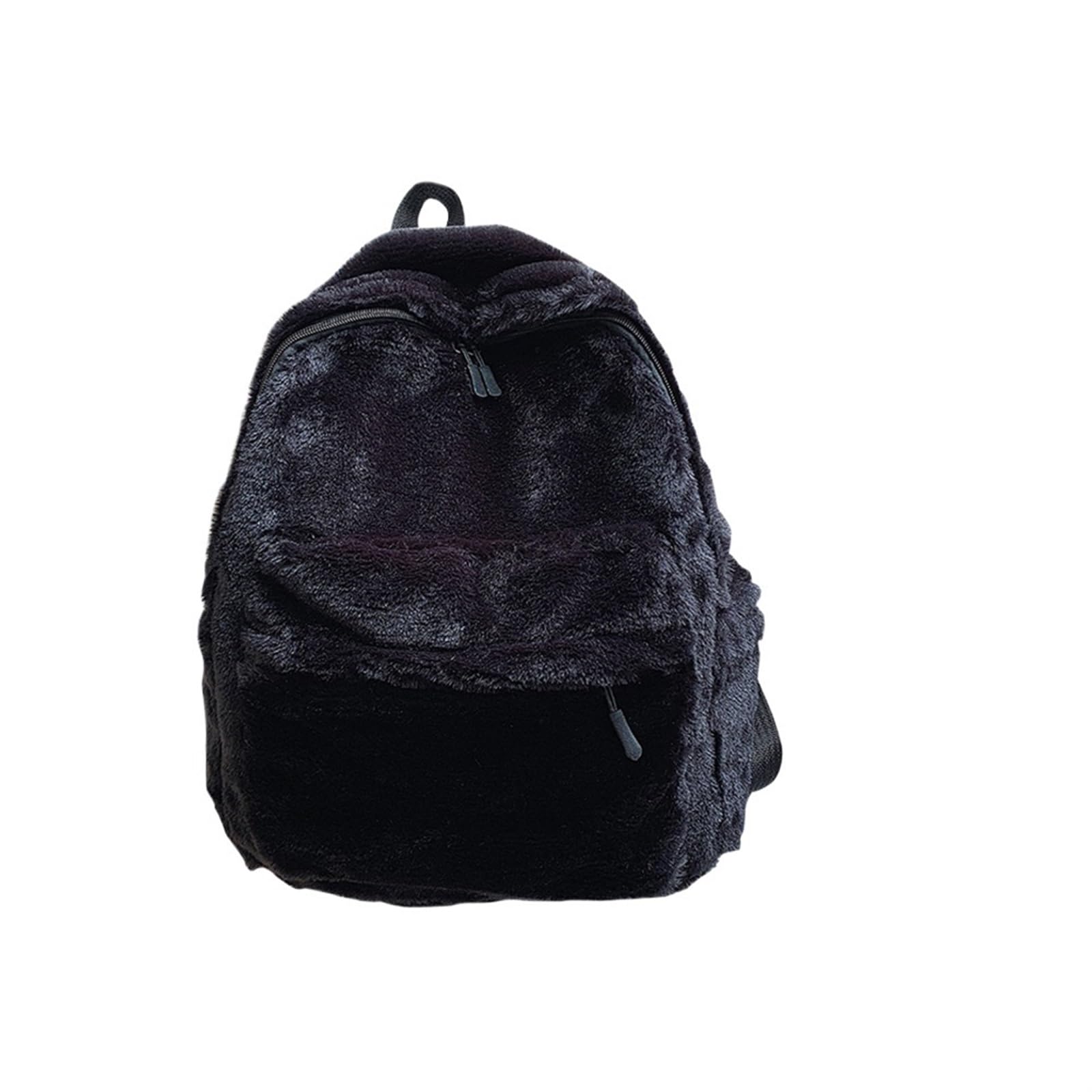LNNXSZ Plush Backpack Winter Women Warm Plush Backpack Teenager Girls School Bag Fashion Cow Print Backpacks Multi-Pockets Travel Bag(Black)