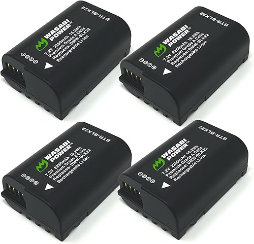Wasabi Power Batería (paquete de 4) para Panasonic DMW-BLK22 y Panasonic Lumix DC-G9, DC-S5, DC-S5 II, DC-S5 IIX, GH5 II, GH6, S5II, S5IIX, S5M2,