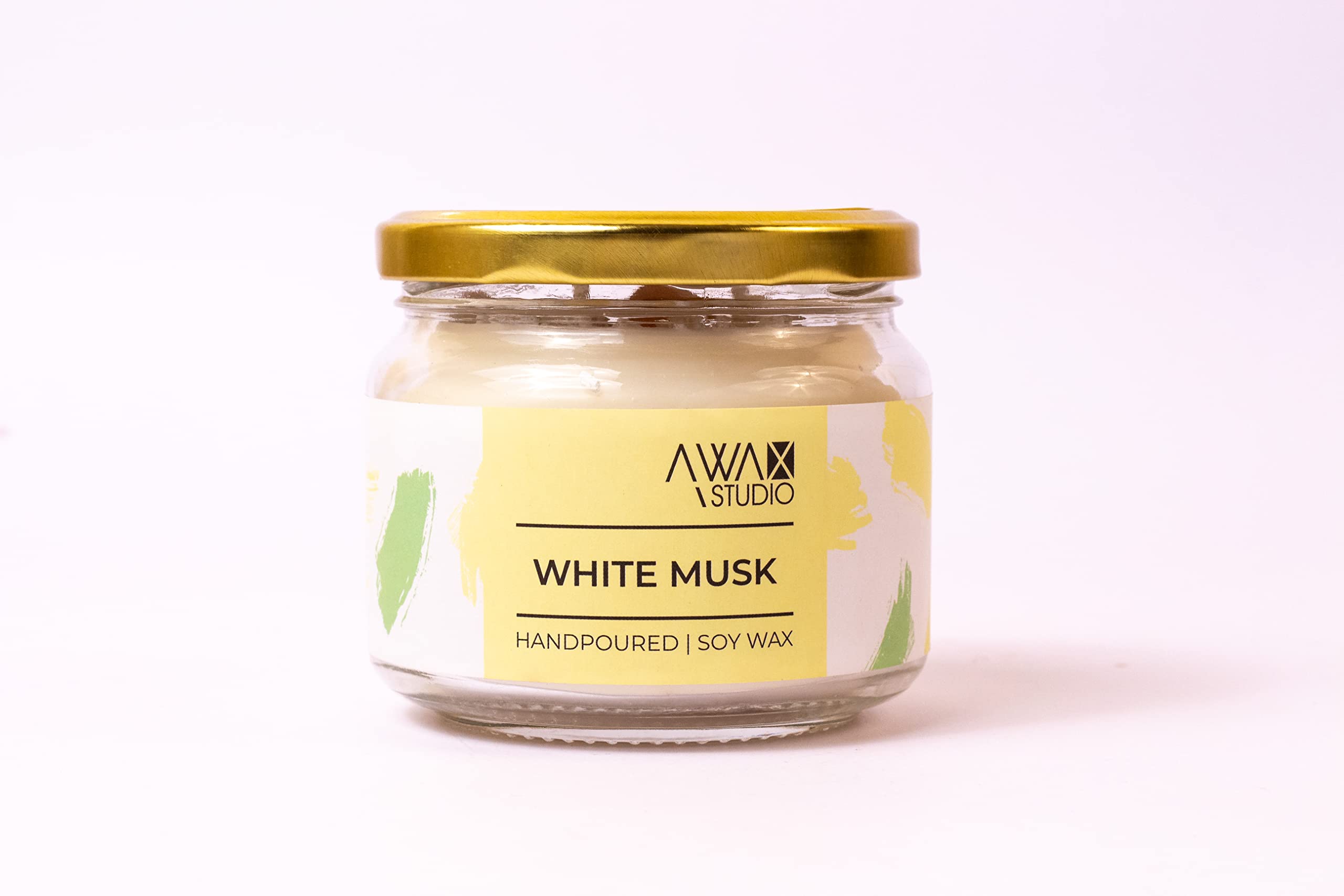 Awax Studio Exotic White Musk Scented Candle | Premium Soy Wax & Glass Jar - 350g| Two Wick Candle | Handpoured | Aromatherapy, Home Décor, Luxury Gift | Burn Time Upto 65 Hours