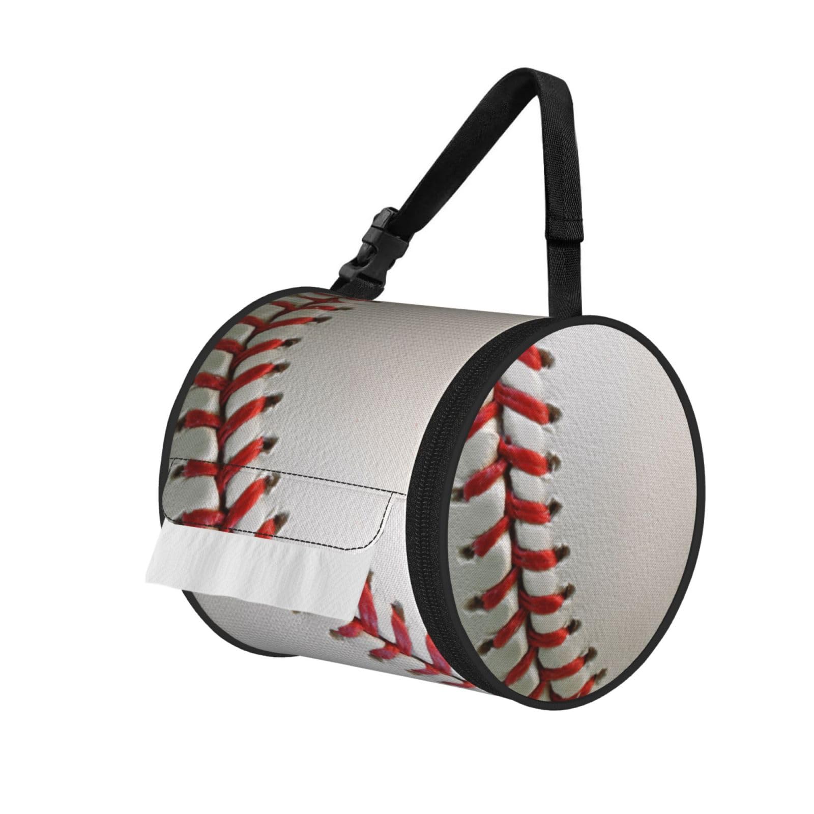 Sport Ball Baseball Print Hanging Toilet Paper Holder Camping Paper Towel Holder Portable Car Roll Paper Storage Bag With Adjustable Strap Suitable For Bathroom,Kitchen